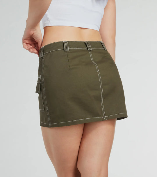 Trendsettende Zelfvertrouwen Hoge Taille Cargo Mini Rok