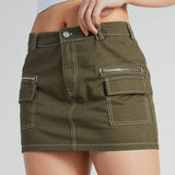 Trendsettende Zelfvertrouwen Hoge Taille Cargo Mini Rok