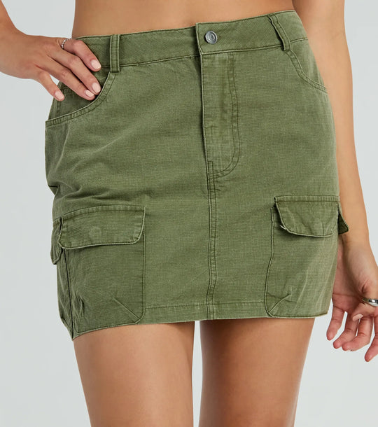 Let op, alstublieft: Hoge Taille Cargo Mini Rok