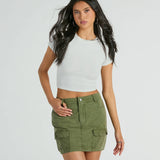 Let op, alstublieft: Hoge Taille Cargo Mini Rok