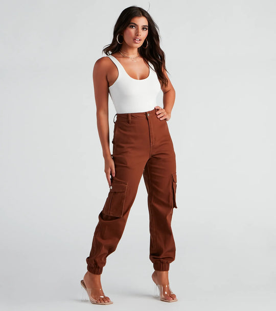 Jog Mijn Geheugen Hoge Taille Cargo Joggers