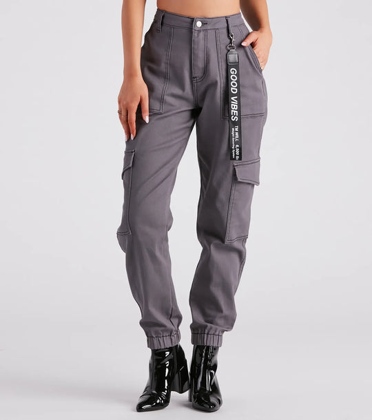 Functionele Stijl Denim Cargo Joggers