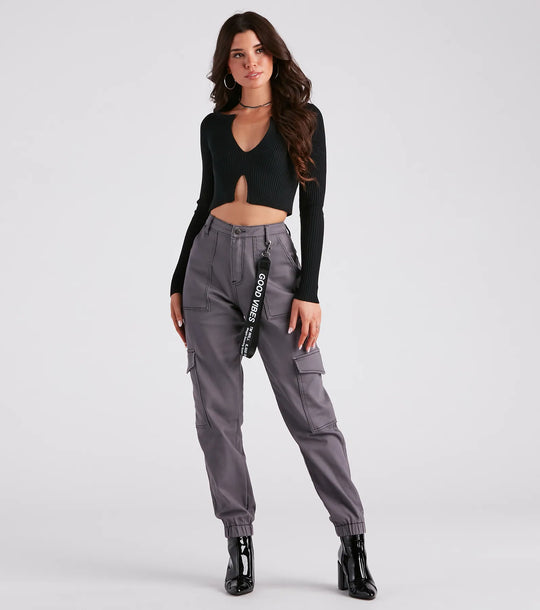 Functionele Stijl Denim Cargo Joggers