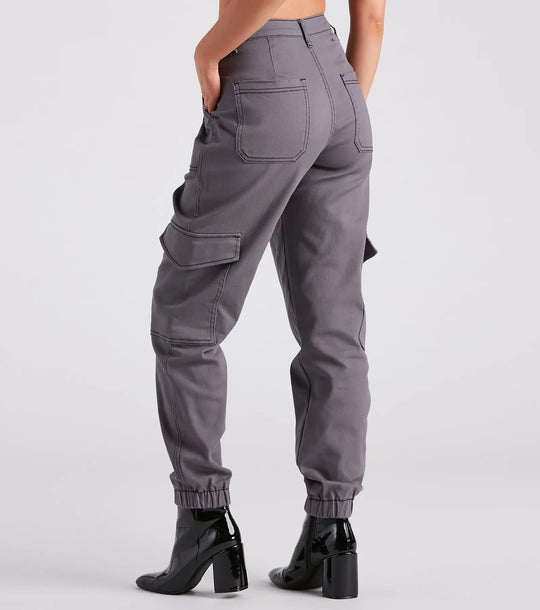 Functionele Stijl Denim Cargo Joggers
