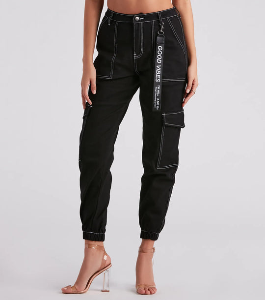 Functionele Stijl Denim Cargo Joggers