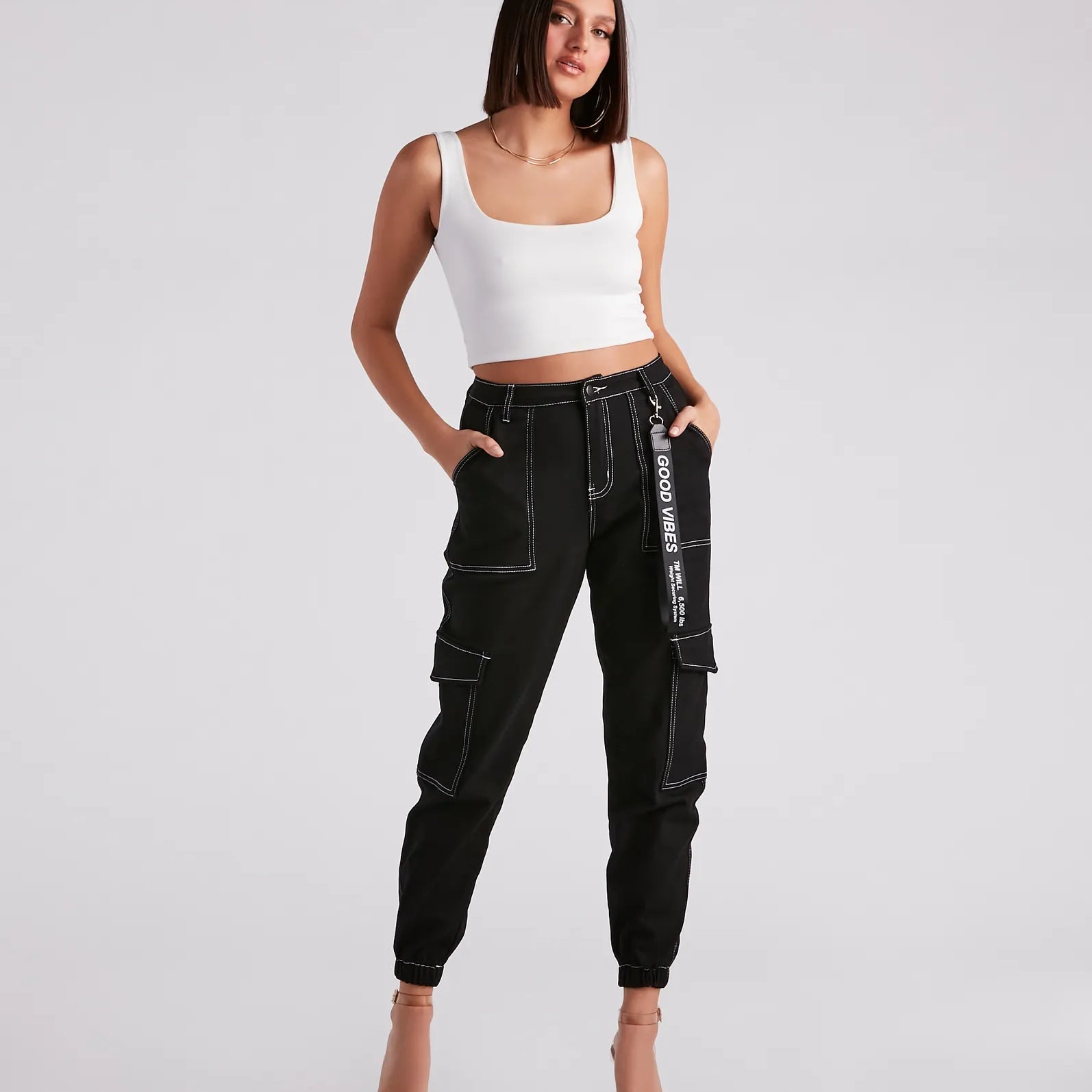 Functionele Stijl Denim Cargo Joggers