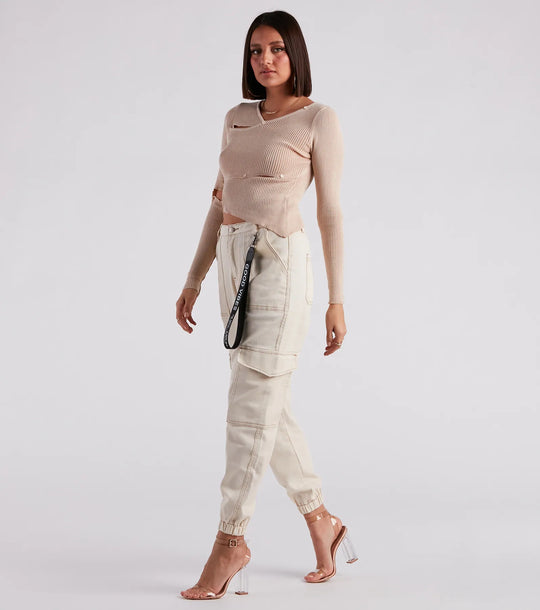 Functionele Stijl Denim Cargo Joggers