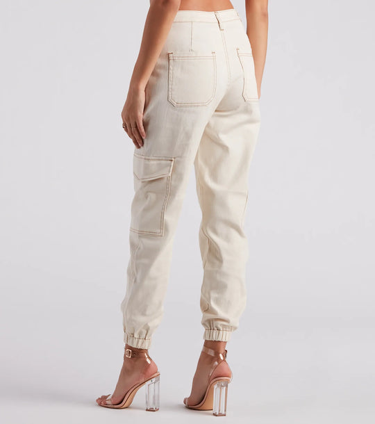 Functionele Stijl Denim Cargo Joggers