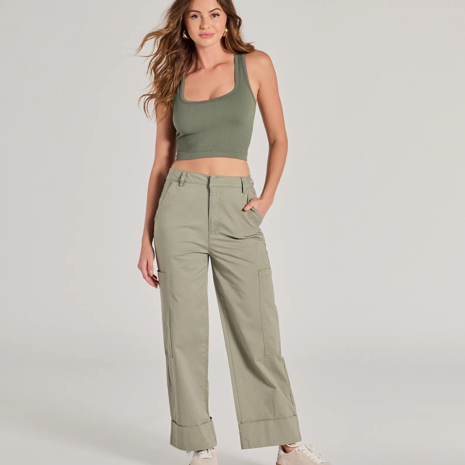 Weekend Trip Hoge Taille Cuffed Cargo Broek