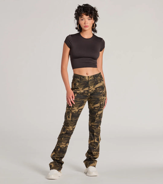 Casual Vibe Camo Cargo Bootcut Broek