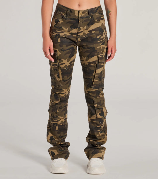 Casual Vibe Camo Cargo Bootcut Broek
