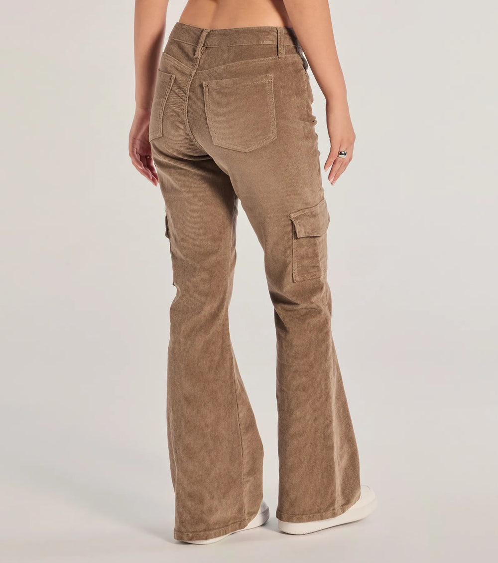 Moeilijke en Coole Corduroy Cargo Flare Broeken