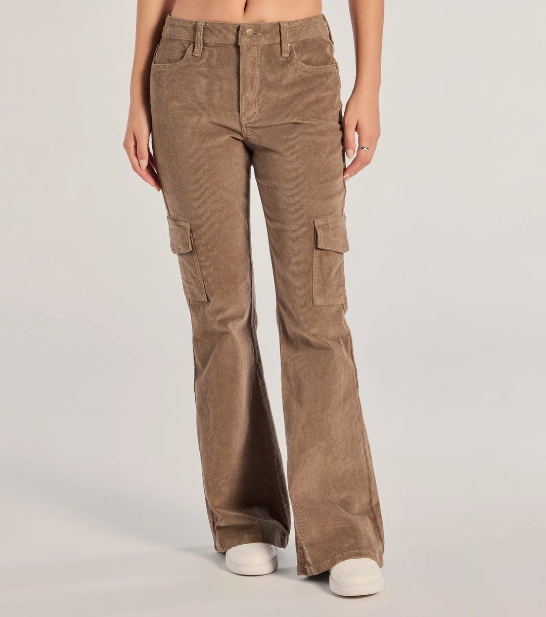 Moeilijke en Coole Corduroy Cargo Flare Broeken