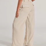 Essentiële Hoge Taille Corduroy Wijde Cargo Broek