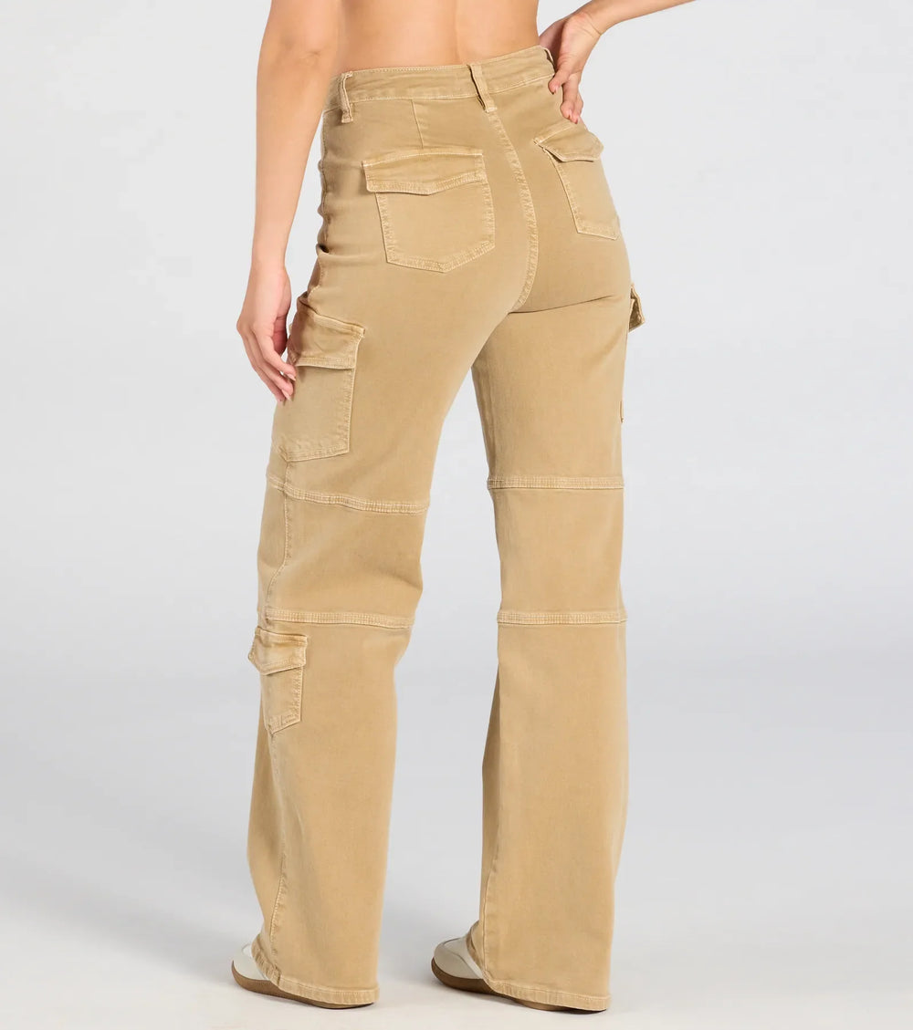 Coolste Babe Hoge Taille Cargo Rechte Pantalon