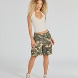 Moeiteloos Coole Mid-Rise Camo Cargo Shorts