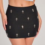 Gezegend Met Stijl Hoge Taille Cross Stud Mini Rok