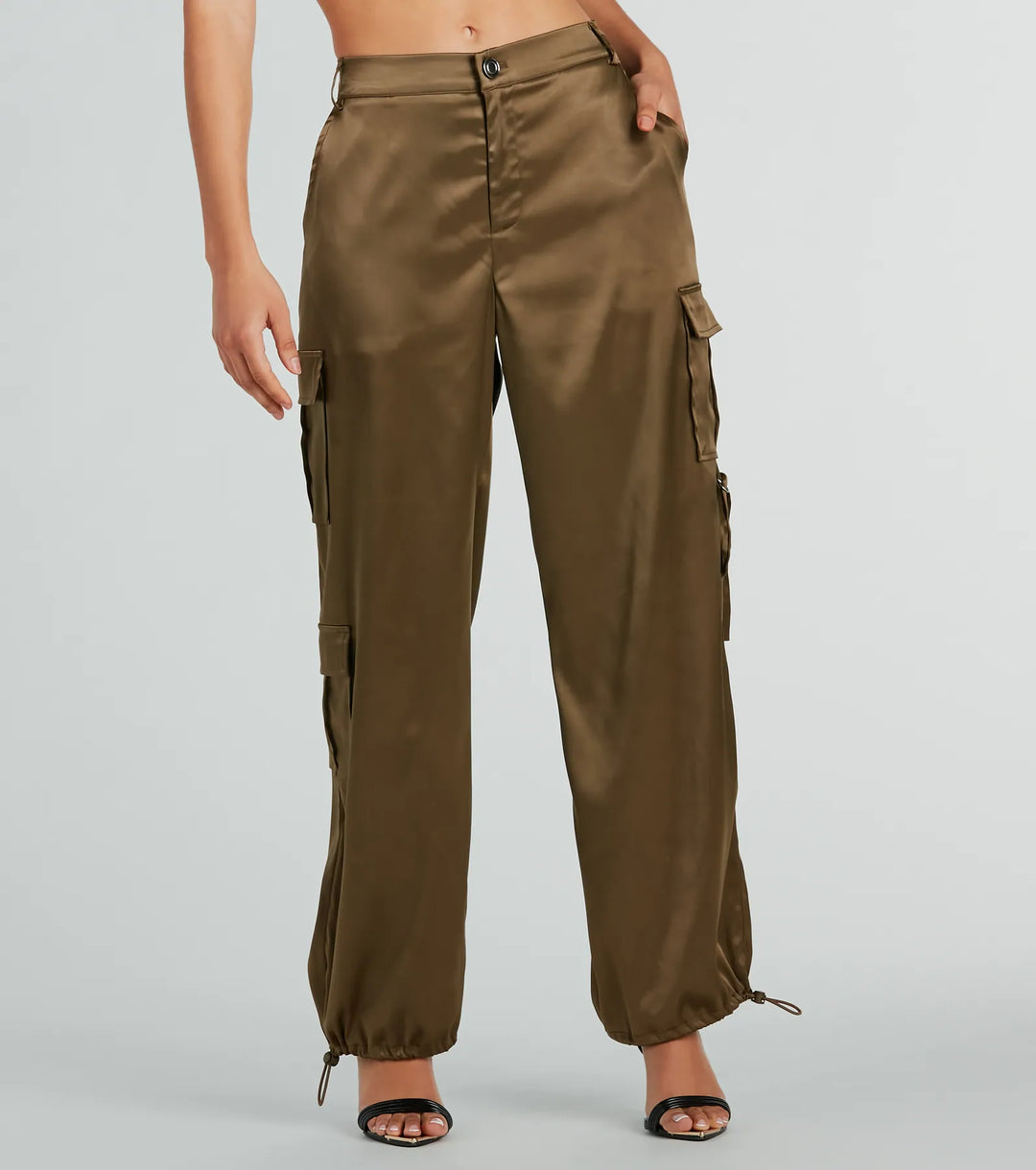 Soepele Sensatie Satijnen Hoge Taille Cargo Joggers