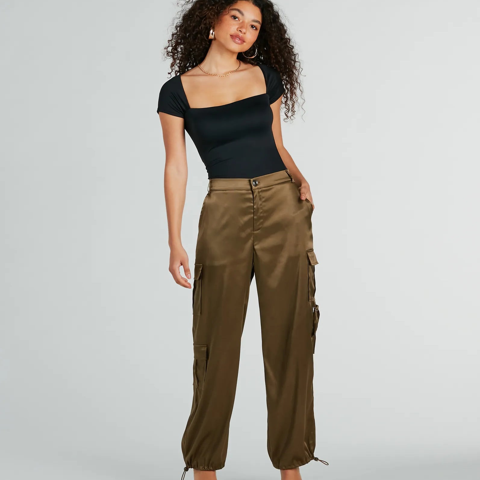 Soepele Sensatie Satijnen Hoge Taille Cargo Joggers
