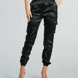 Got The Look Satin High-Rise Cargo Joggers
