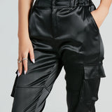 Got The Look Satin High-Rise Cargo Joggers