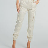 Got The Look Satin High-Rise Cargo Joggers