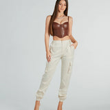 Got The Look Satin High-Rise Cargo Joggers
