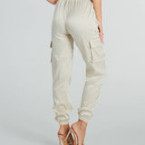 Got The Look Satin High-Rise Cargo Joggers