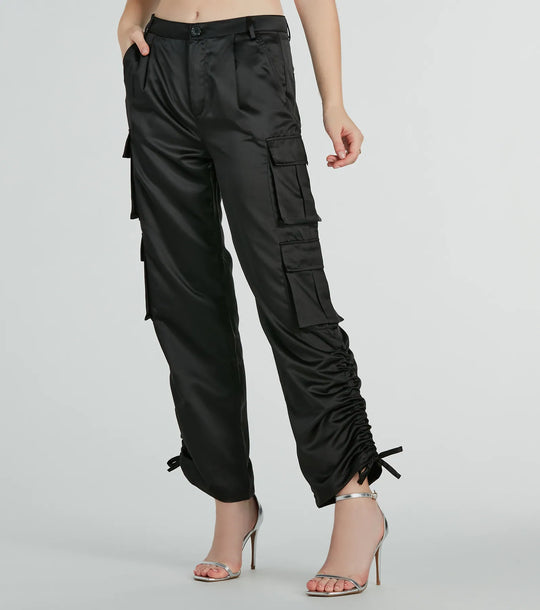 Trendy Babe Satijnen Cargo Broek