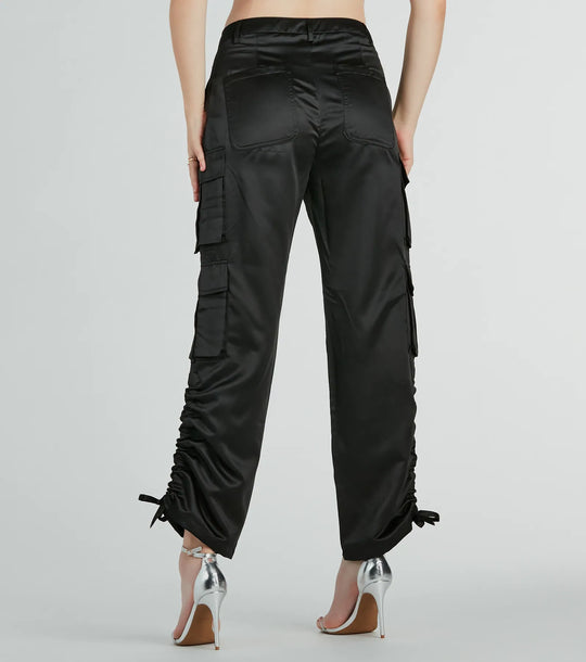 Trendy Babe Satijnen Cargo Broek