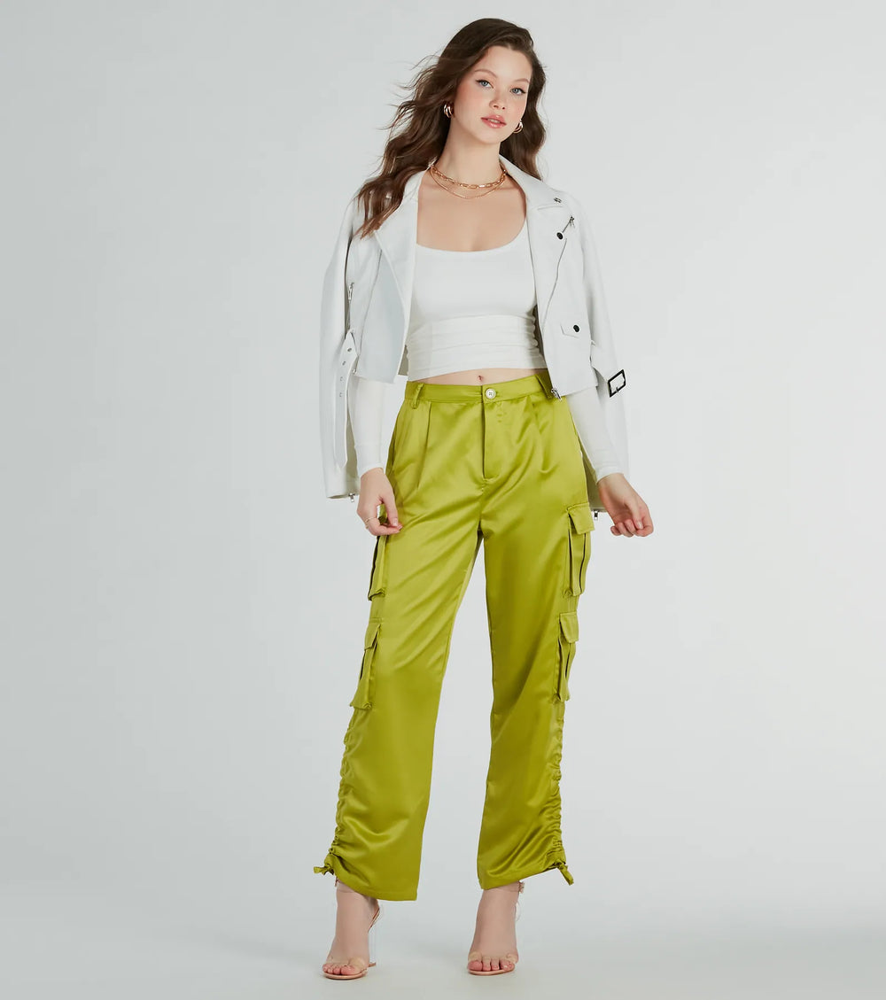 Trendy Babe Satijnen Cargo Broek