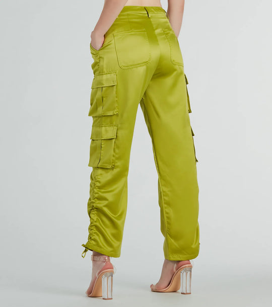 Trendy Babe Satijnen Cargo Broek