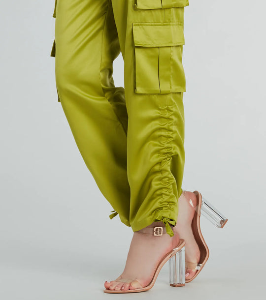 Trendy Babe Satijnen Cargo Broek
