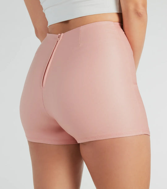 Hoge-Rise Slit Faux Leather Skort met Dakterras Uitzichten