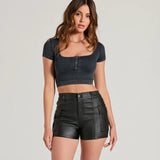 Trendy Edge Faux Leather Cargo Shorts