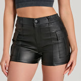 Trendy Edge Faux Leather Cargo Shorts