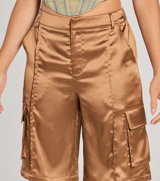 Trendsetter Vibes Satijnen Cargo Jorts