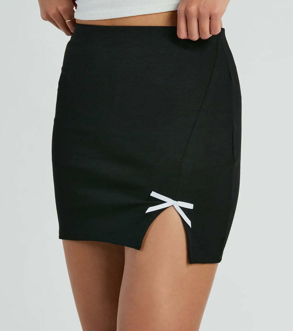 Schattigste Look Boog Ponte Splits Mini Rok
