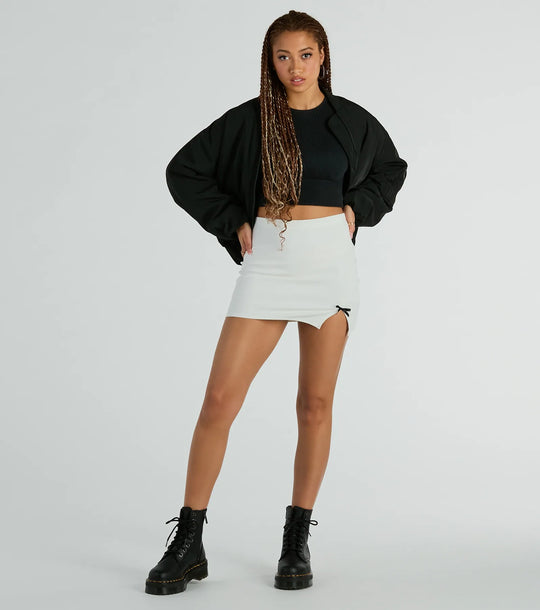 Schattigste Look Boog Ponte Splits Mini Rok