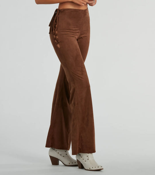 Alle Geknoopte Flare Faux Suede Broeken