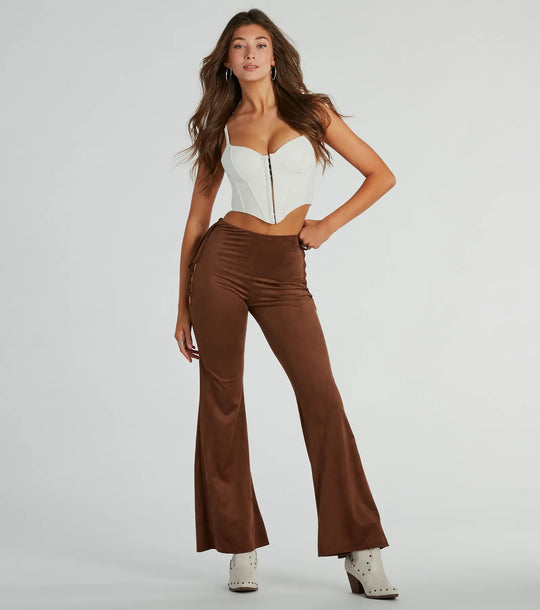 Alle Geknoopte Flare Faux Suede Broeken