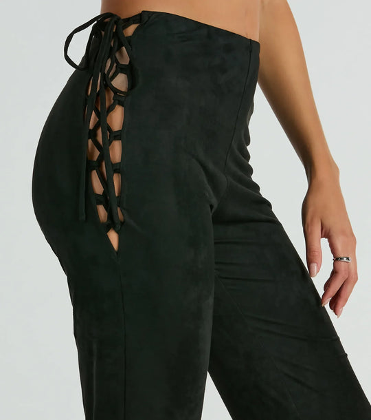 Alle Geknoopte Flare Faux Suede Broeken