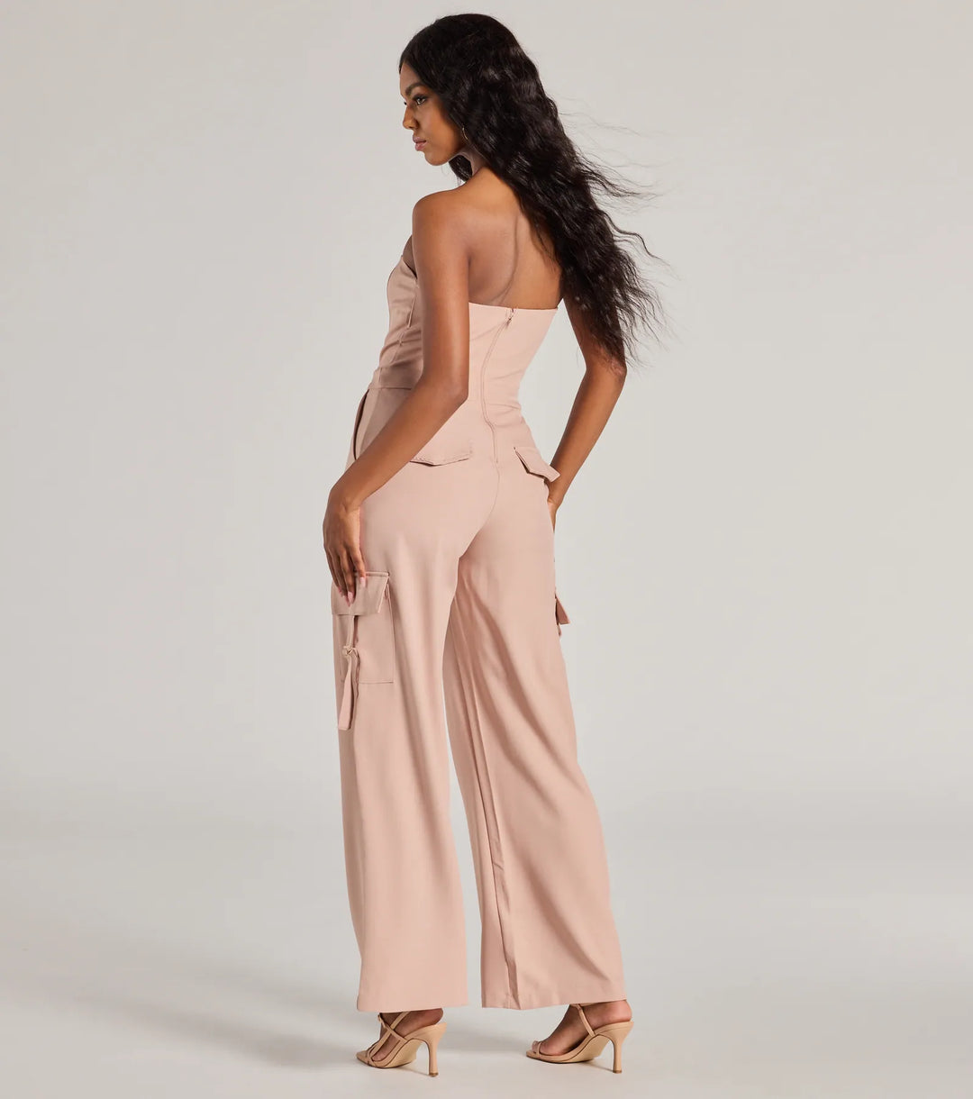 Casual en Chic Vibe Strapless Cargo Jumpsuit