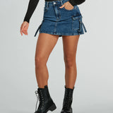 Coole en Zelfverzekerde Cargo Denim Mini Rok