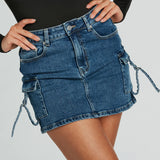Coole en Zelfverzekerde Cargo Denim Mini Rok