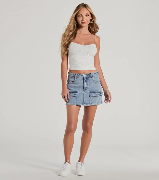 Cargo Darling High-Rise Denim Mini Rok