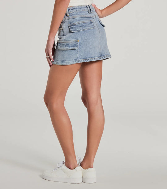 Cargo Darling High-Rise Denim Mini Rok
