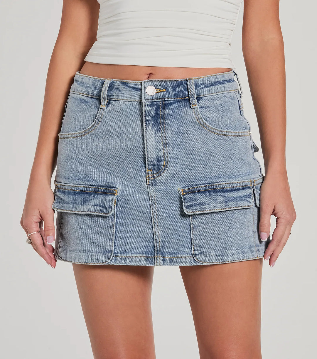 Cargo Darling High-Rise Denim Mini Rok