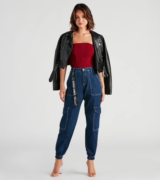 Functionele Stijl Denim Cargo Joggers