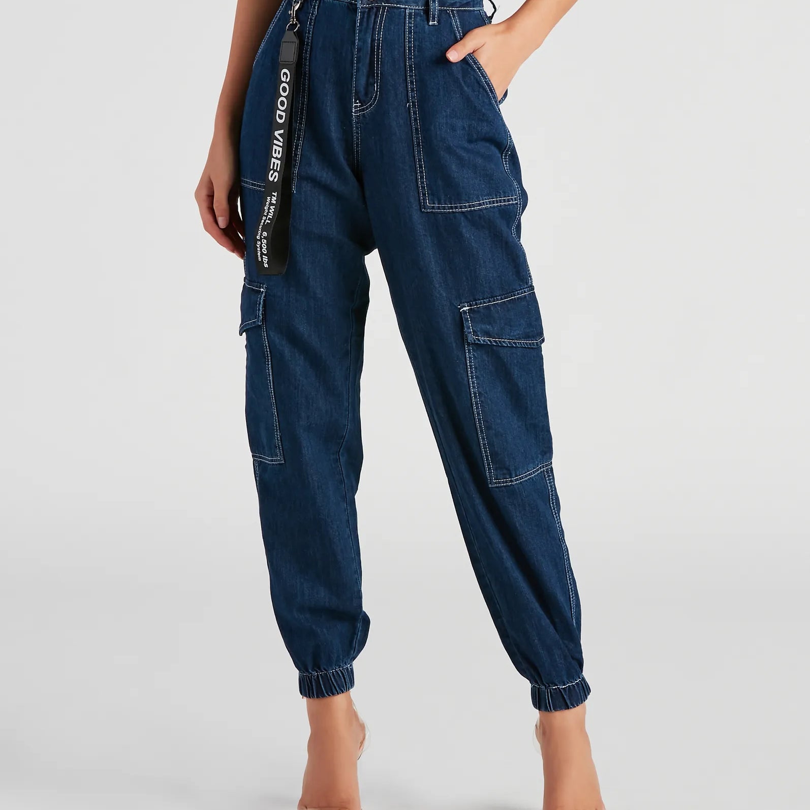 Functionele Stijl Denim Cargo Joggers